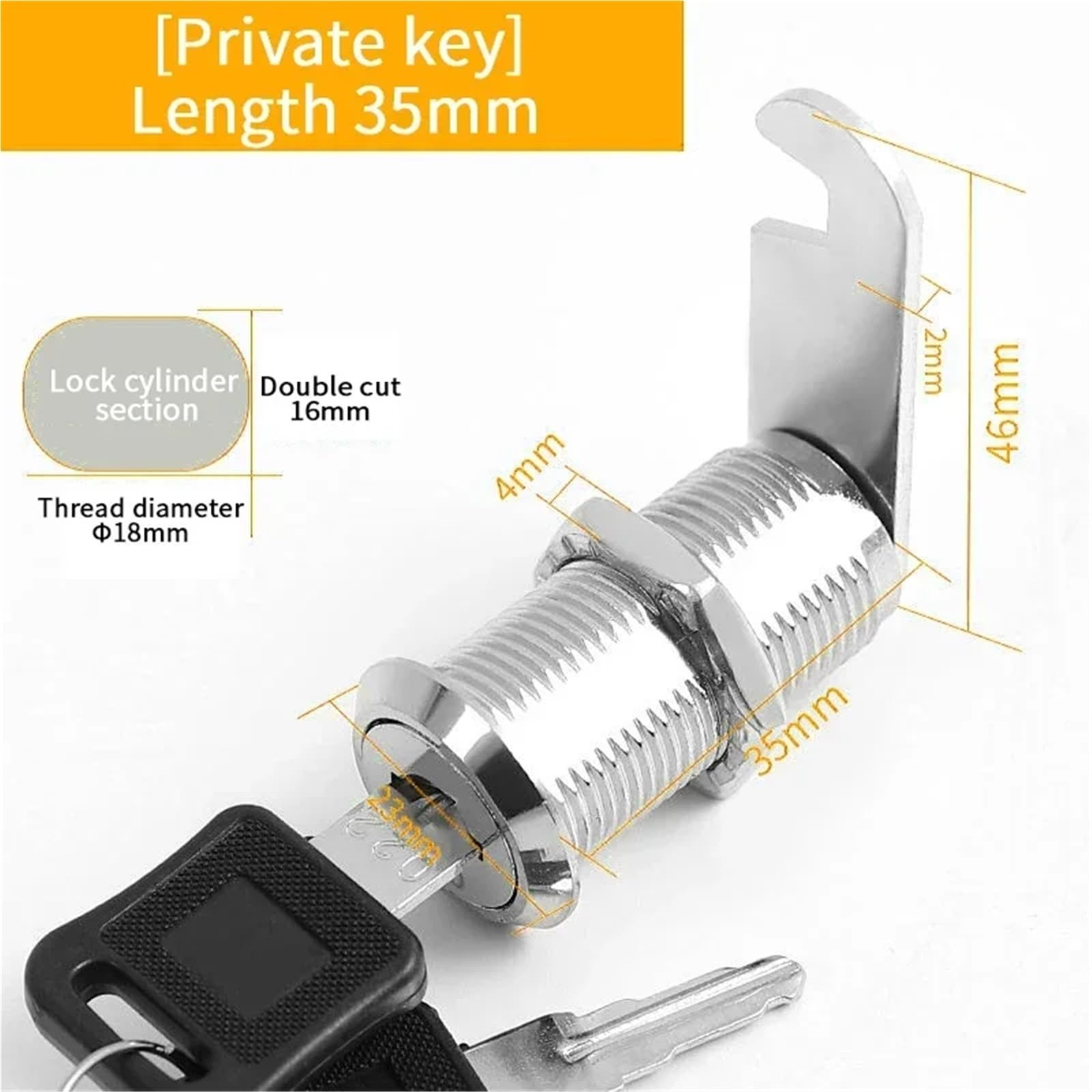 5/20 sztuk bezpieczeństwa metalowy cylinder zamek krzywkowy do szafki z kluczami Blokada bezpieczeństwa do skrzynki pocztowej szuflady (inny klucz 35 mm, 20 zestawów)