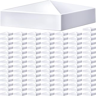 Pyramid White PVC Vinyl Post Top Caps, Fence Post Caps, Deck Post Caps for Vinyl Fence Post (12 Pcs, 5 x 5 Inch)