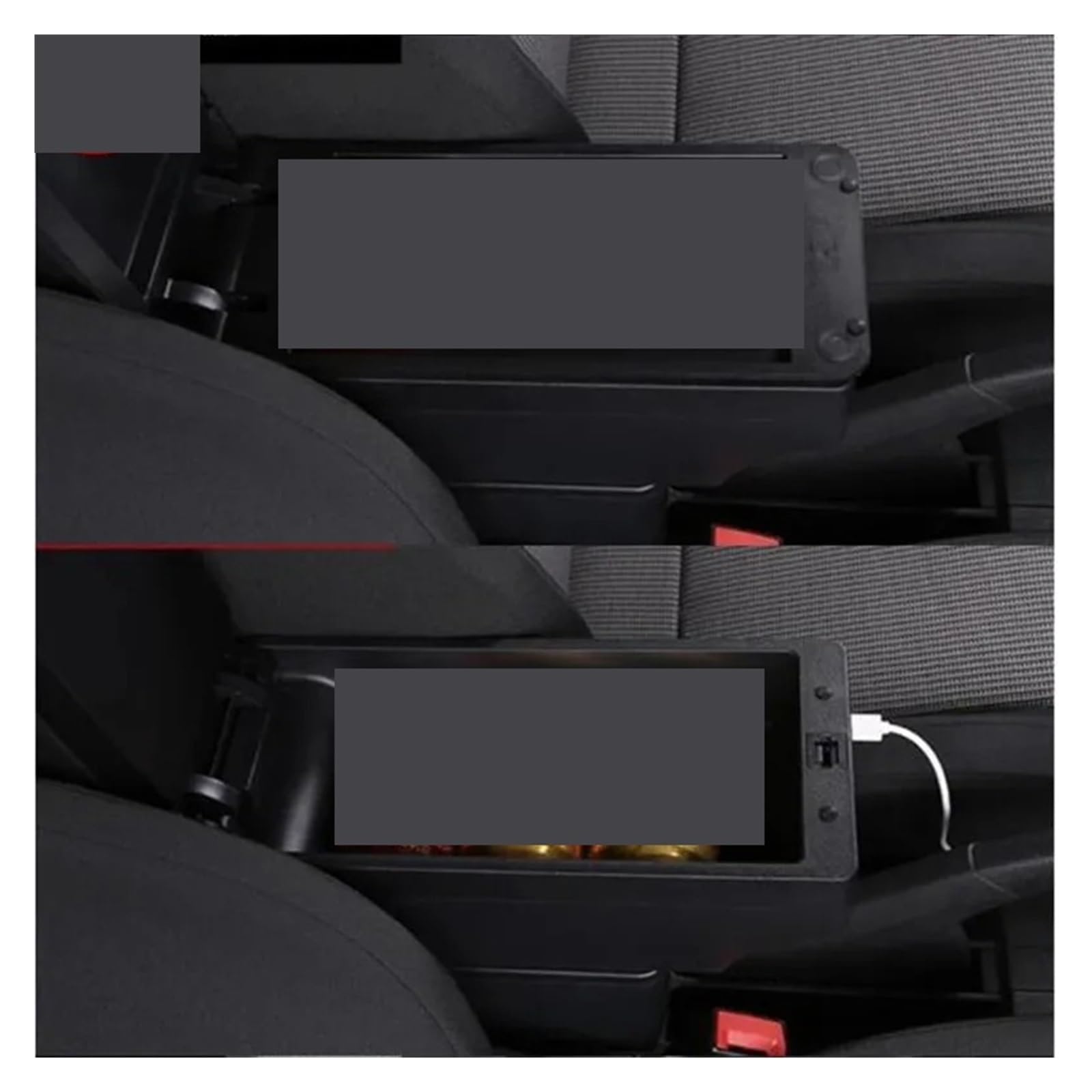 Box Bracciolo Console Centrale Per SUZUKI SX4 2007-2019 Bracciolo Box Storage Dedicato Ricambi Retrofit Accessori Interni Auto Bracciolos centrales auto(A Black line NO USB)