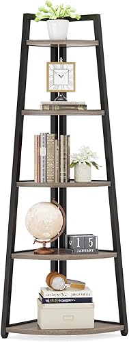 LITTLE TREE Estantería esquinera de 5 niveles de 70 pulgadas para espacio pequeño