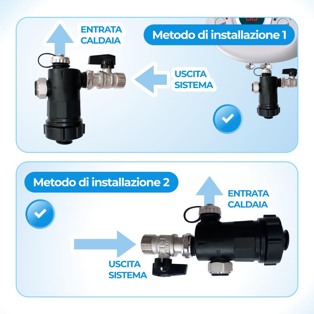 WK - Filtro desatascador magnético para caldera, útil para filtración de agua, protege el sistema térmico de las impurezas