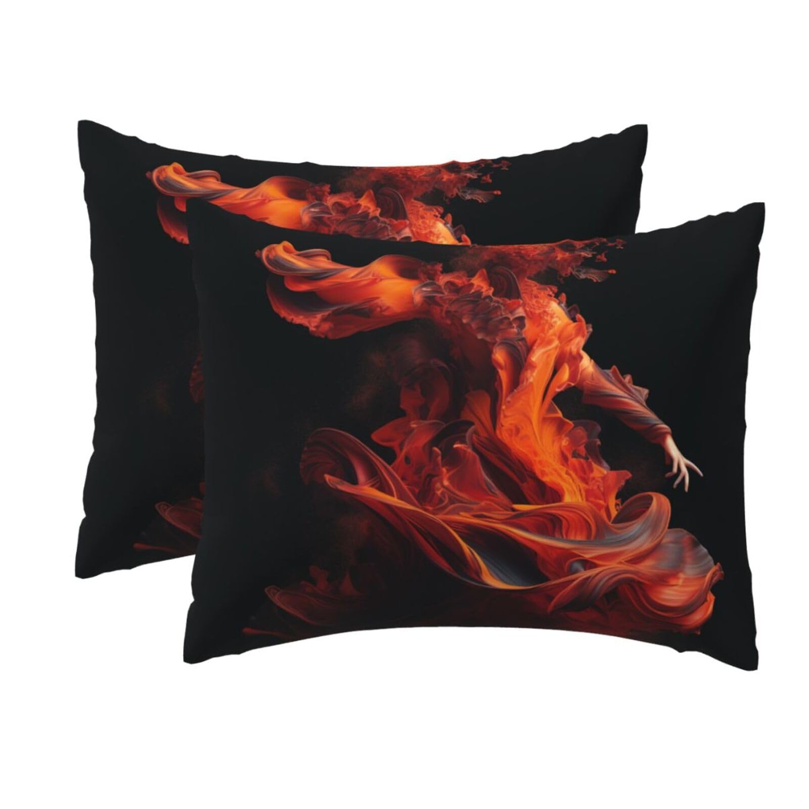 2 Pack Standard Size Pillow Cases for Hair and Skin Soft Breathable Pillow Case Covers with Hidden Zipper Fire Dancer Pillowcase 20x26 Inches Pillow Cover for Sleeping Gift