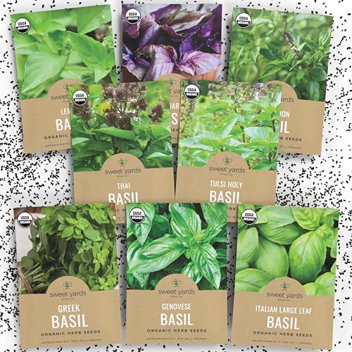 Organic Basil Seeds Variety Pack - 8 Individual Packs - 2025 Seas...