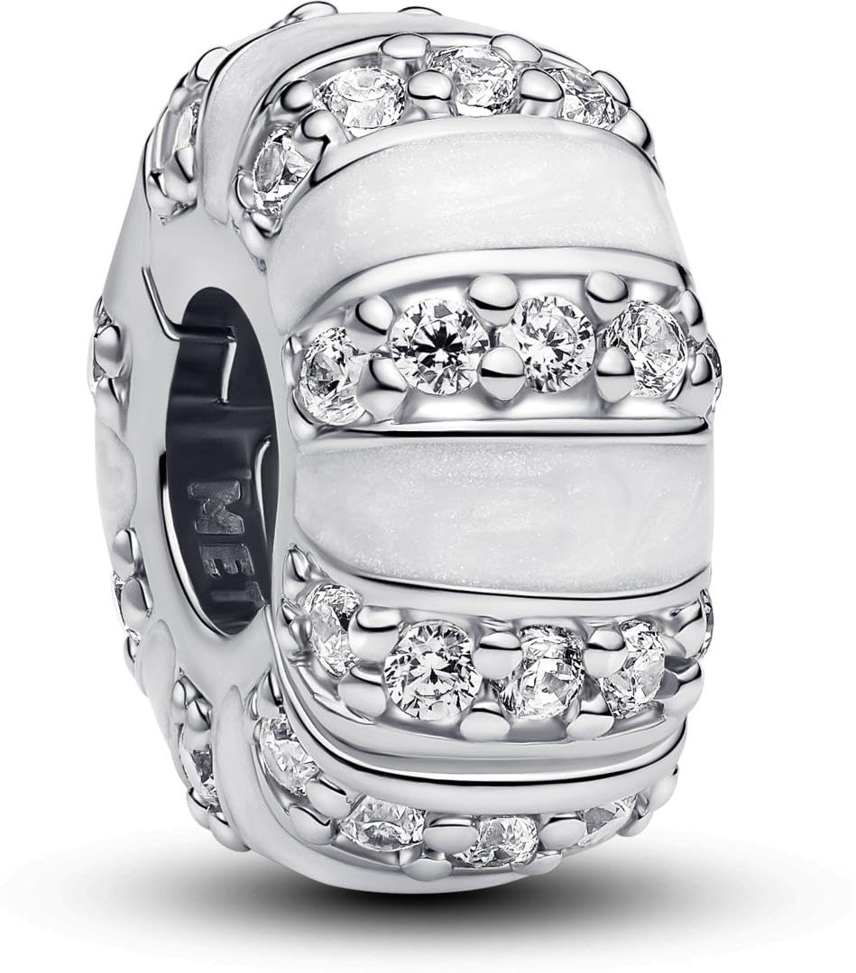 PANDORA Moments Steine & Emaille Clip-Charm aus Sterling Silber mit Zirkonia, Kompatibel Moments Armbändern,793785C01
