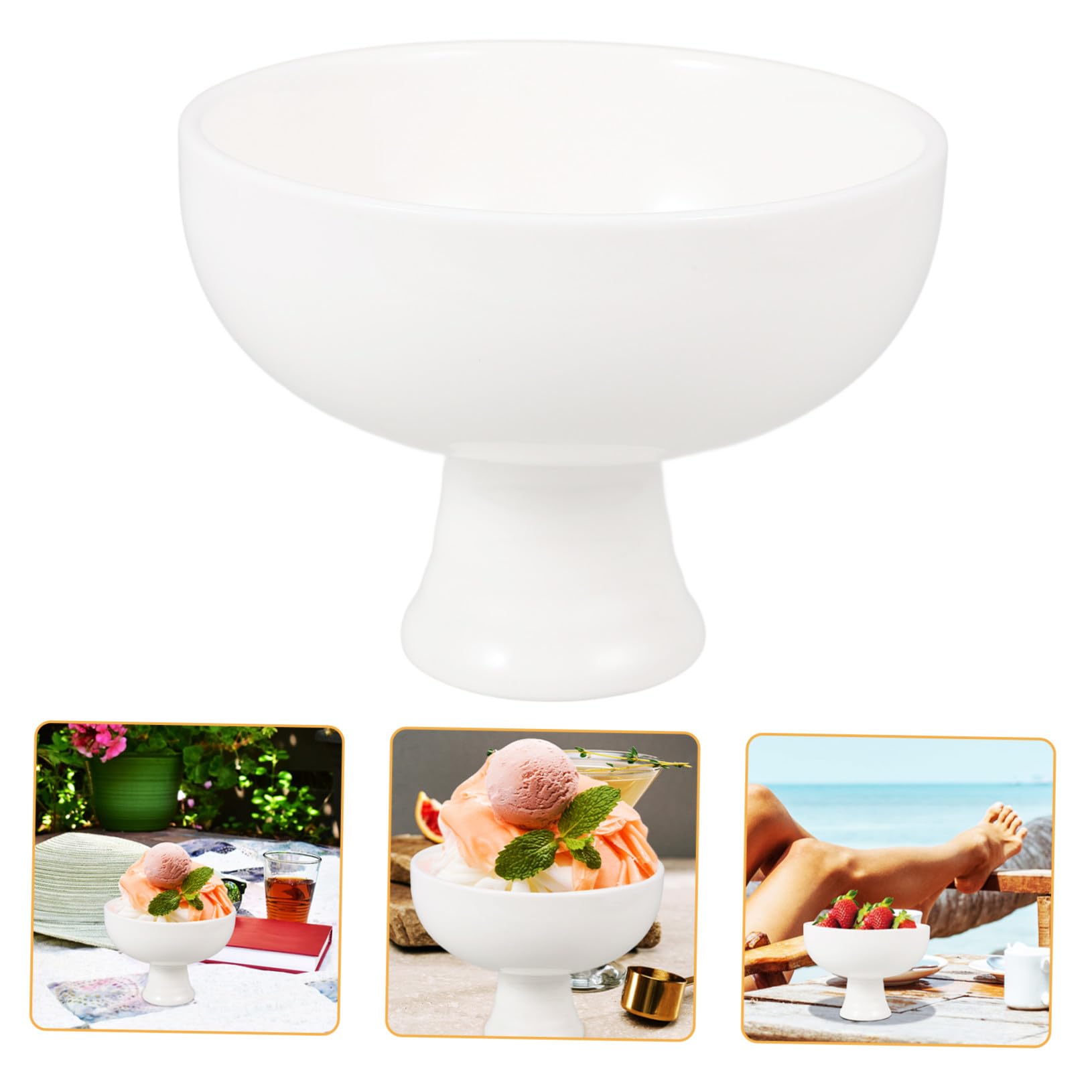 Bol de Cerámica con Pedestal Redondo de Cuenco para Postres Helados y Frutas Diseño Elegante para Servir Aperitivos y Dulces Casa o Restaurante