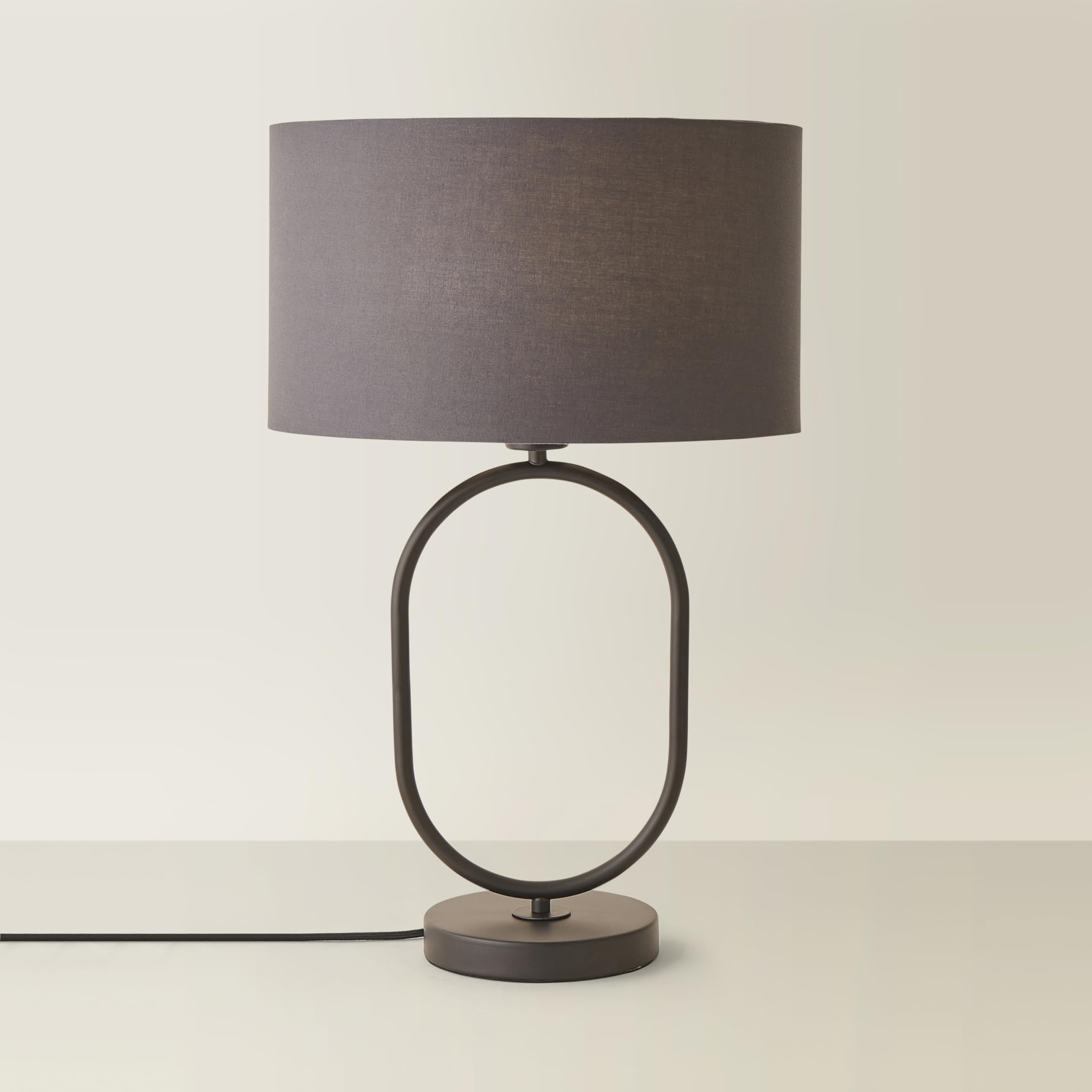 ValueLights | Antonia Charcoal Fabric Drum Lamp Shade Matte Black Oval Table Lamp | Table Lamps, Home Décor & Improvement Essential