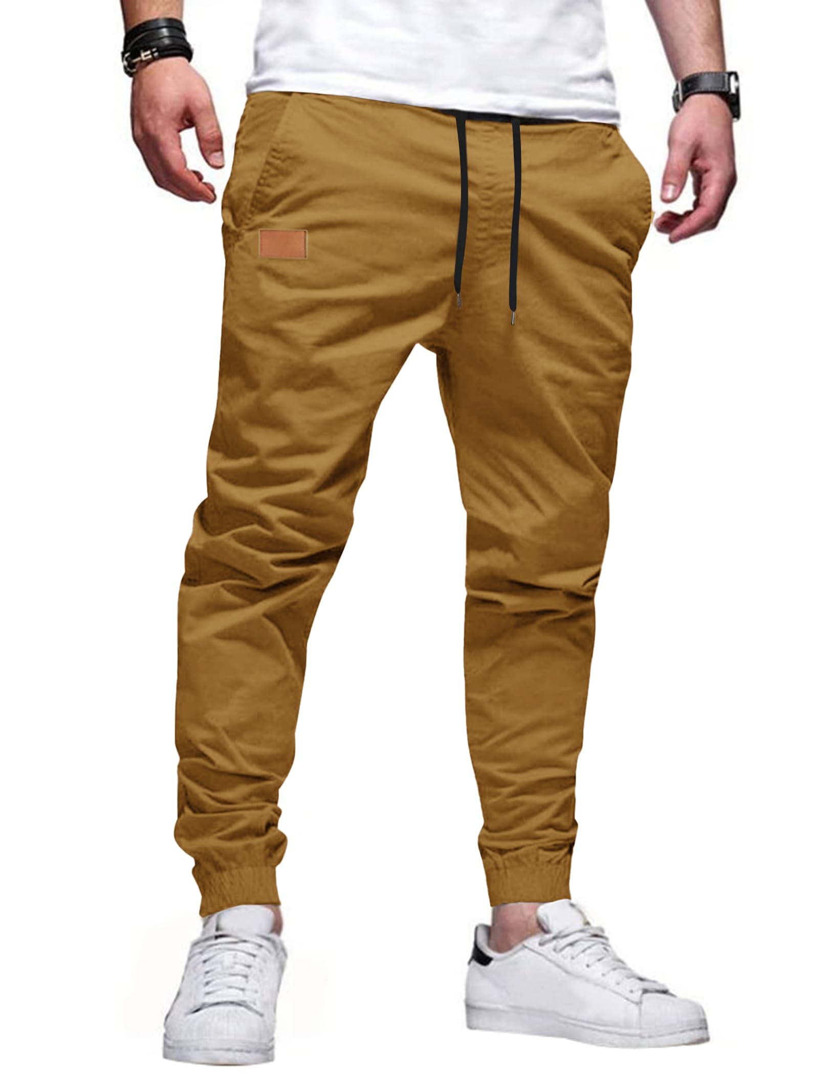 TARAINYA Hose Herren Chino Jogginghose Baumwolle Stretch Cargohosen Kordelzug Männer mit Taschen