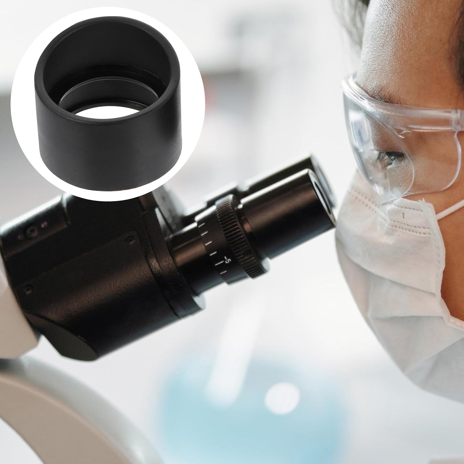 Milisten Rubber Eye Guards Cups for Microscope Eyepiece 33 Mm Inner Diameter, 2 Pieces Eyepiece Covers Eye Shield Cylindrical Design for Binocular Stereo Microscope Accessories