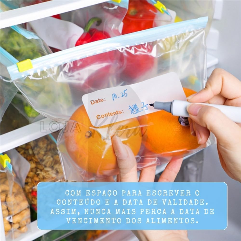 Saco Hemético 28 Unidades Tamanho Médio - Saco Para Congelar Armazenar e Organizar Alimentos - Com Zip Abre e Fecha Reutilizável Livre de BPA - Saquinho Para Congelador (Médio) Saco Hemético 28 Unidades Tamanho Médio - Saco Para Congelar Armazenar e Organizar Alimentos - Com Zip Abre e Fecha Reutilizável Livre de BPA - Saquinho Para Congelador (Médio)