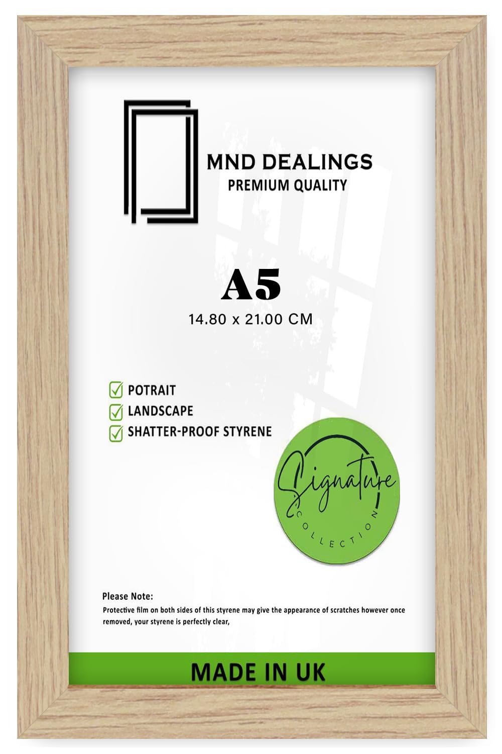 Mnd Dealings Oak | Durable A5 (14.80 X 21.00 Cm) Poster Frame | Polished Styrene 5.5 Inch X 8 Inch Handcrafted Frame For Anniversary/Birthday/Wedding/Gifting- [ ]
