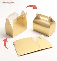 Vista 3 de UnicoPak Paquete de 30 cajas de regalo doradas a dos aguas, cajas de regalo para niños, para aperitivos, dulces, juguetes, fiesta de cumpleaños