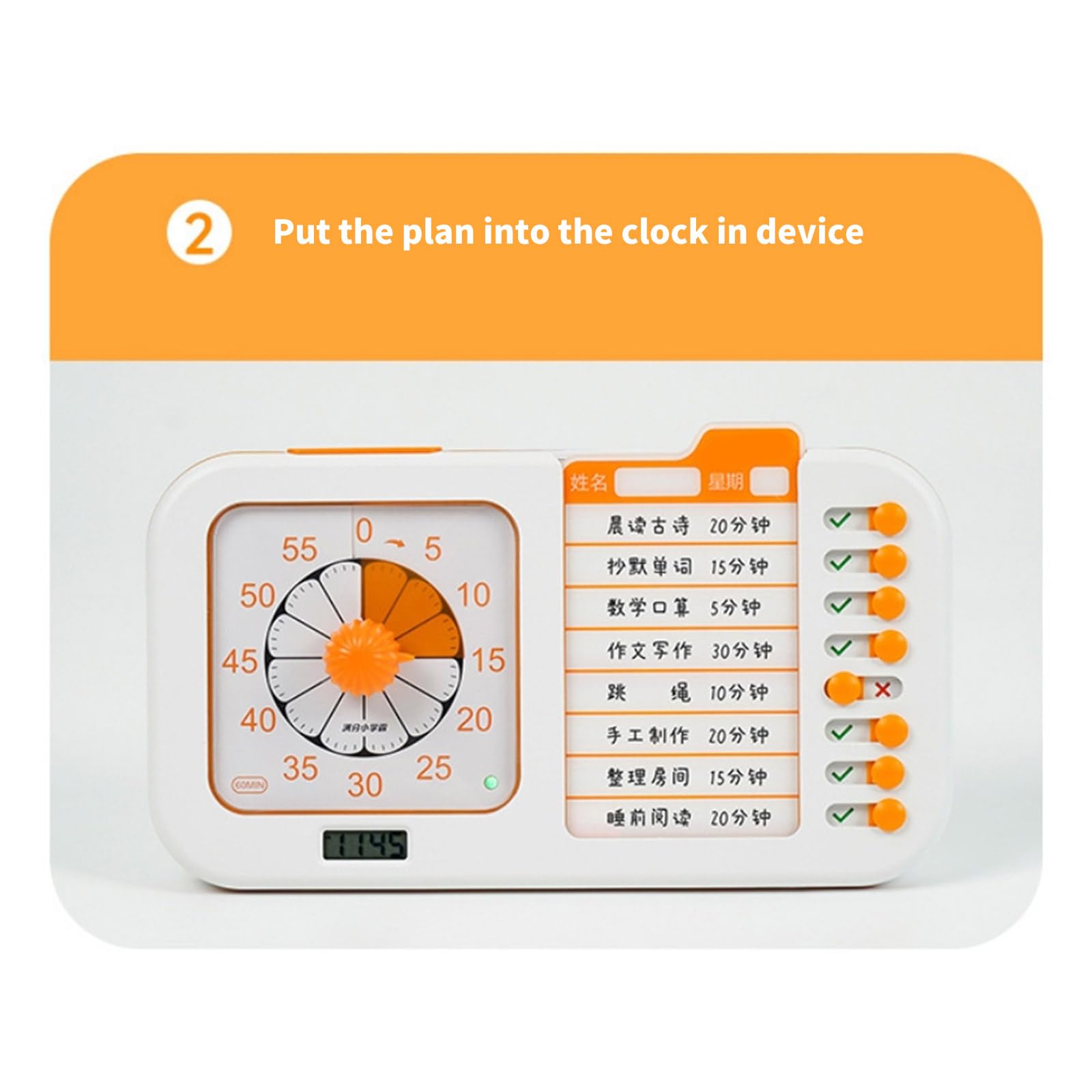 Dispositivo monitoraggio del in plastica per allenamenti cucina Timer da cucina con scheda pianificazione Pianificatore pianificazione gestione del