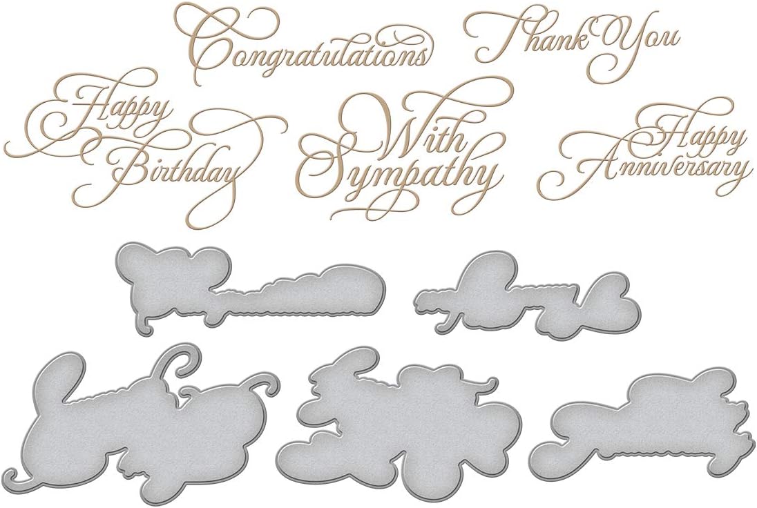 Spellbinders Elegant Occasion Sentiments by Becca Feeken Glimmer Hot Foil Plate, Metal