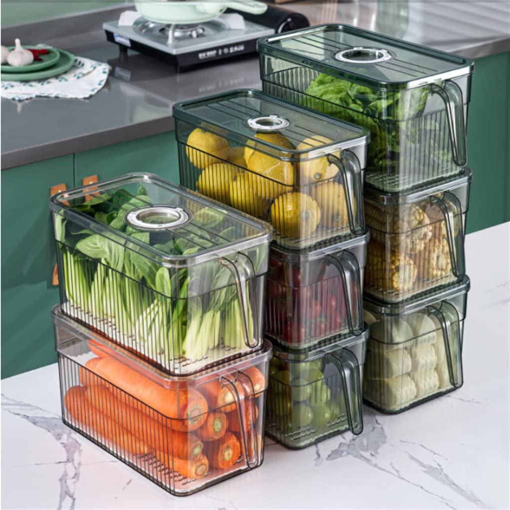 Kühlschrank-Aufbewahrungsbox Frischhaltebox mit Griff, transparentes Material (Farbe: Argento, Größe: 30 x 15 x 15 cm) (D 30 x 15 x 15 cm)