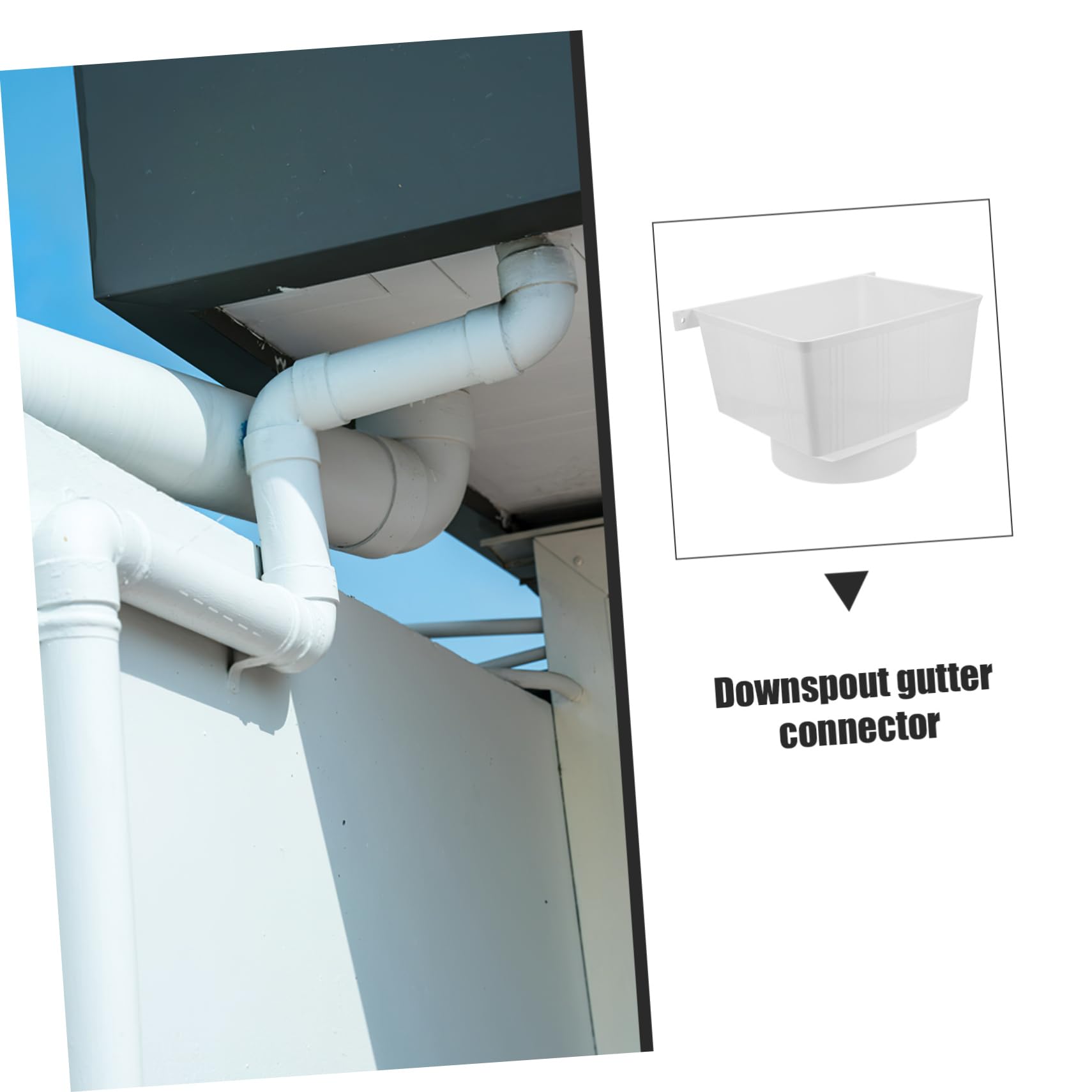 Conector de Bajante para Canalón de Agua de Lluvia Pvc Blanco | Adaptador de Drenaje para Bajante, Accesorio de Techo para Canalón y Desagüe, Fácil de Usar