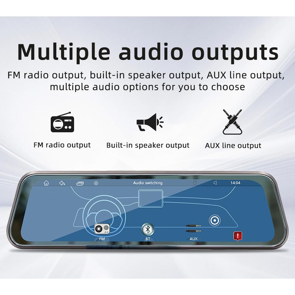 Touch screen da 9,36 pollici specchietto retrovisore auto stereo videoregistratore Dash Cam/Wireless CarPlay Android Auto Multimedia Player/Bluetooth compatibile MP5/Mirrolink/Trasmettitore FM/BT