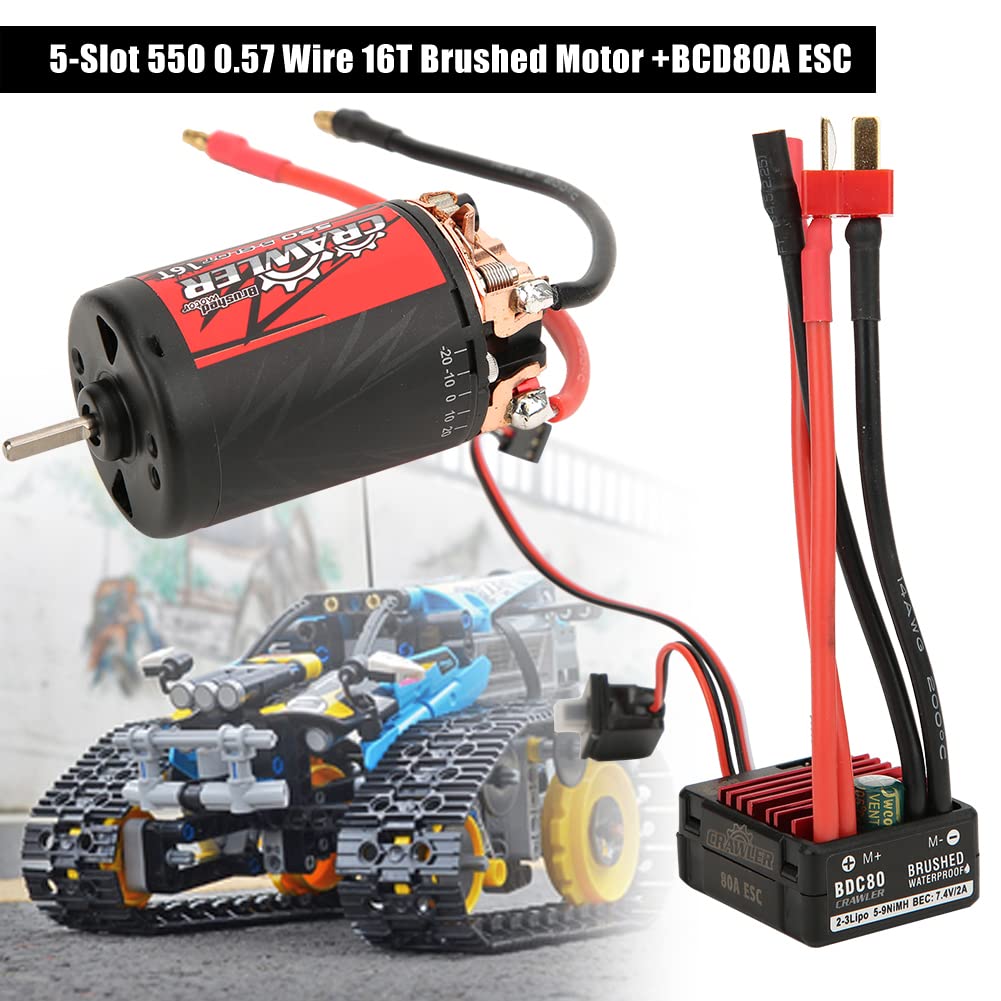 Changor Motor Cepillado 550 0,57 de Alto par para Coches Trepadores de Control Remoto Negro Rojo 1 X Motor 1 X ESC