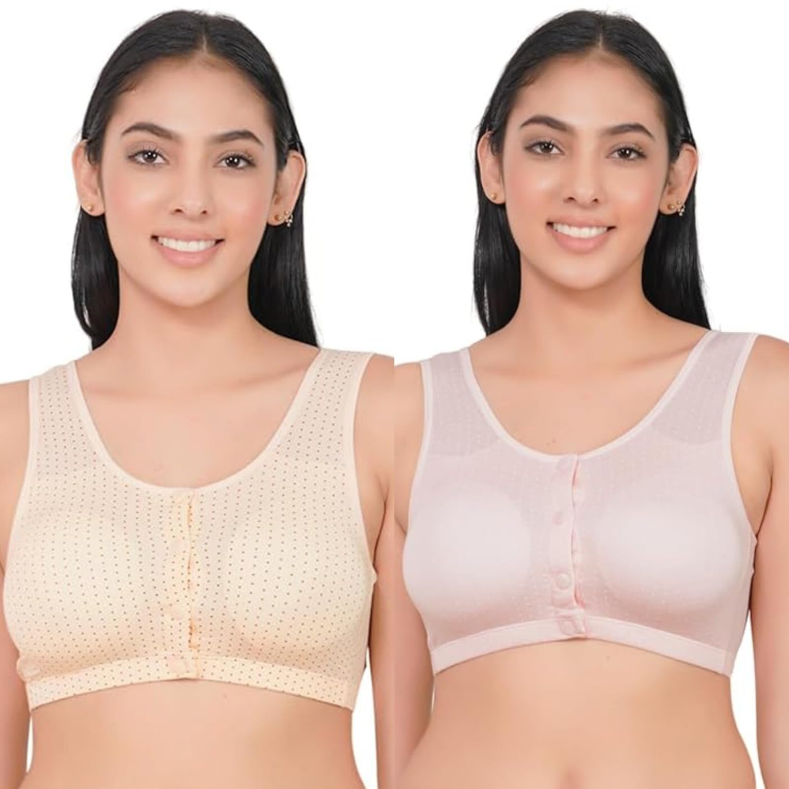 Women's Front Open Cotton Bra | Button Closure Non-Padded Wirefree Bra | Comfortable Bra | Pack of 2-picture-52