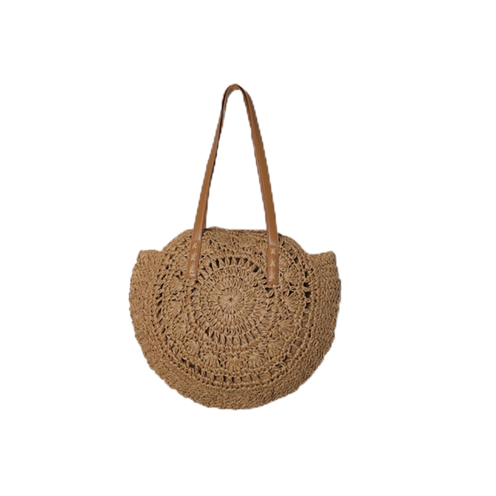 NOGRAX Zaino Scuola Borse Di Paglia Estiva Per Sacchetti Di Spalla Di Cannuccia Da Donna Rattan Manico Intrecciato Sacche Di Spiaggia A Crochet Cavo Raffa Borse Casual