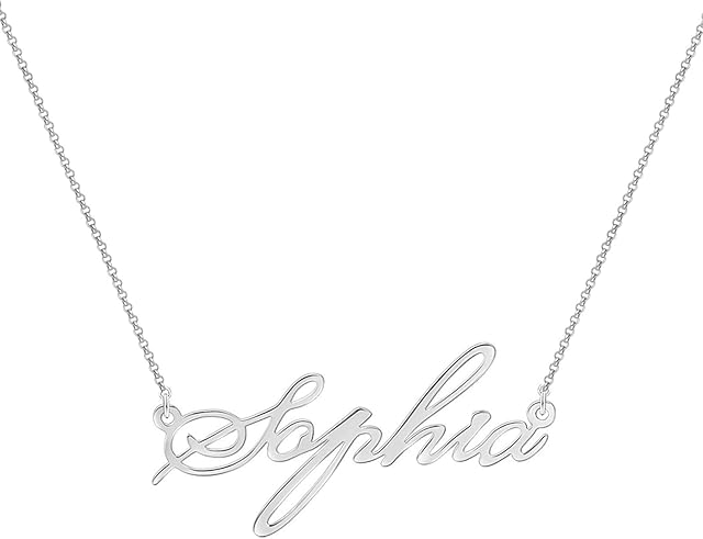 Gnoce Name Necklace 925 Sterling Silver"Love You Forever" Elegant Customized Name Collar Chain Personalised Pendant Necklace Jewelry Gift for Women Men