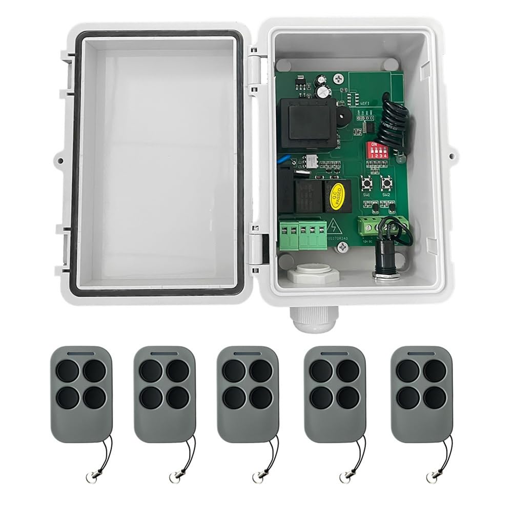 UDSKNV[KSL for Garage Roller Shutter Gate Opener Tubular Motor Receiver+ 5X Remote Control& AC220V Control Board