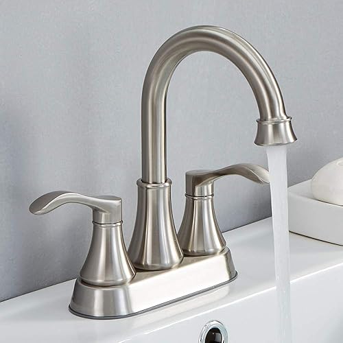Vista 10 de VABM10003H - Grifo de lavabo de baño de bronce aceitado antiguo de 2 manijas sin plomo, boquilla giratoria de arco alto de 360°, juego de grifos