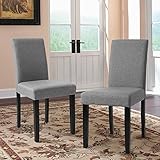 Furmax Dining Chairs Fabric Kitchen Parson Chair Urban Style Dining Side Chair With Solid Wood Legs Set of 2 (Grey)
