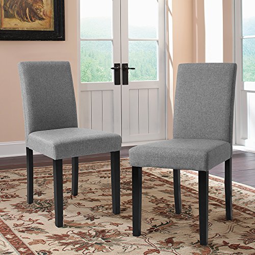 Furmax Dining Chairs Fabric Kitchen Parson Chair Urban Style Dining Side Chair with Solid Wood Legs Set of 2 (Grey)