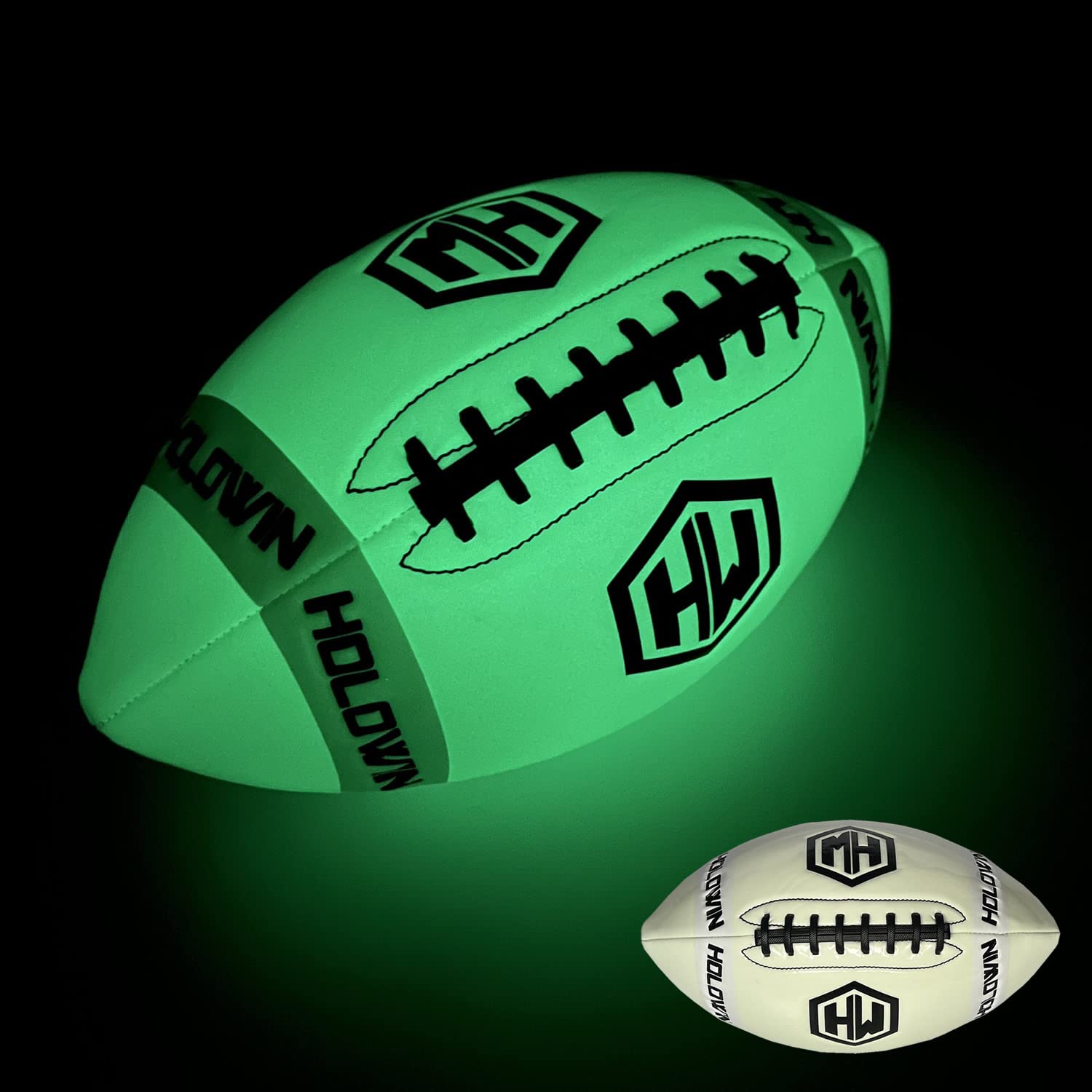 HW HOLOWIN Holographic Luminous Light Up Reflective Football for Night Games & Training, Glowing in The Dark, Great American Football Toy Gifts for Boys, Kids, Men