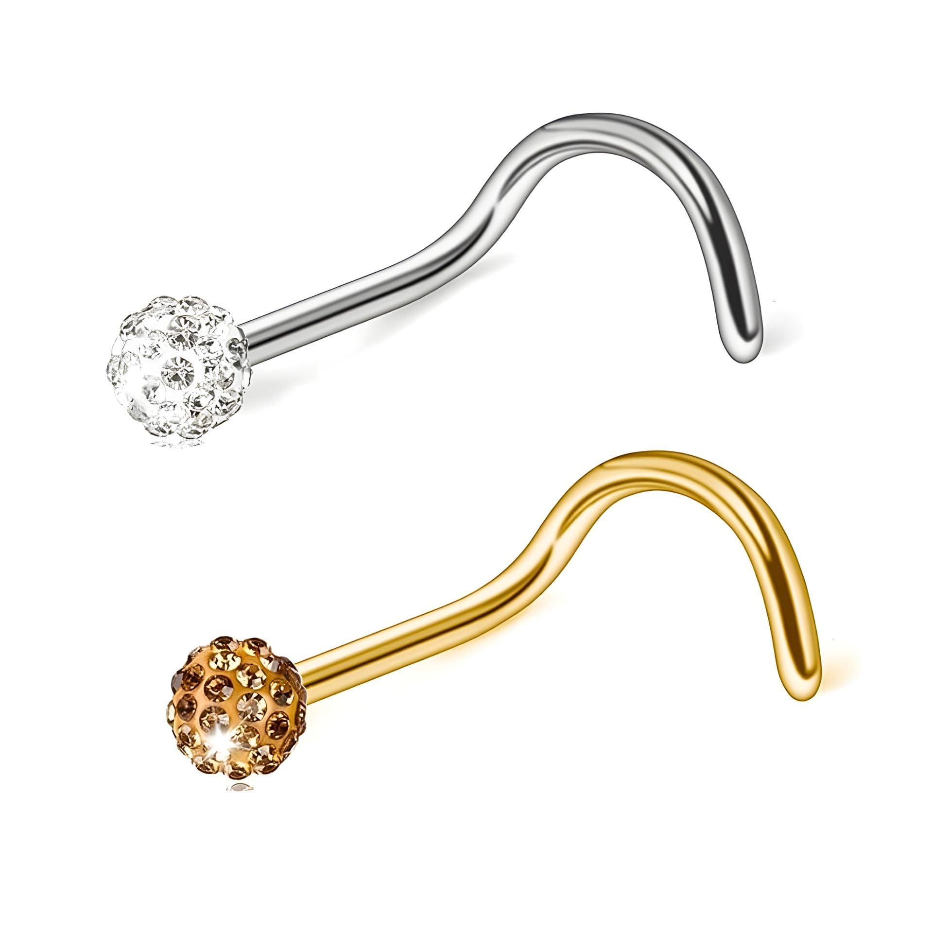 via mazzini 316L Surgical Steel No-Tarnish No-Rusting 3mm Round Crystal Ball Nose Studs For Women And Girls (NR0304) 2 Pcs-picture-51