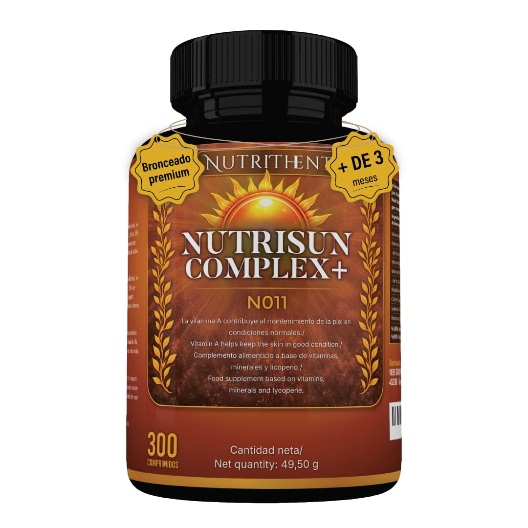 300 Micro Comprimidos Acelerador Bronceado con Betacaroteno, Cobre, Selenio, Licopeno, Extracto Seco de Tomate, Vitamina C,D,E,B | Mantiene y prepara la piel Dorada.