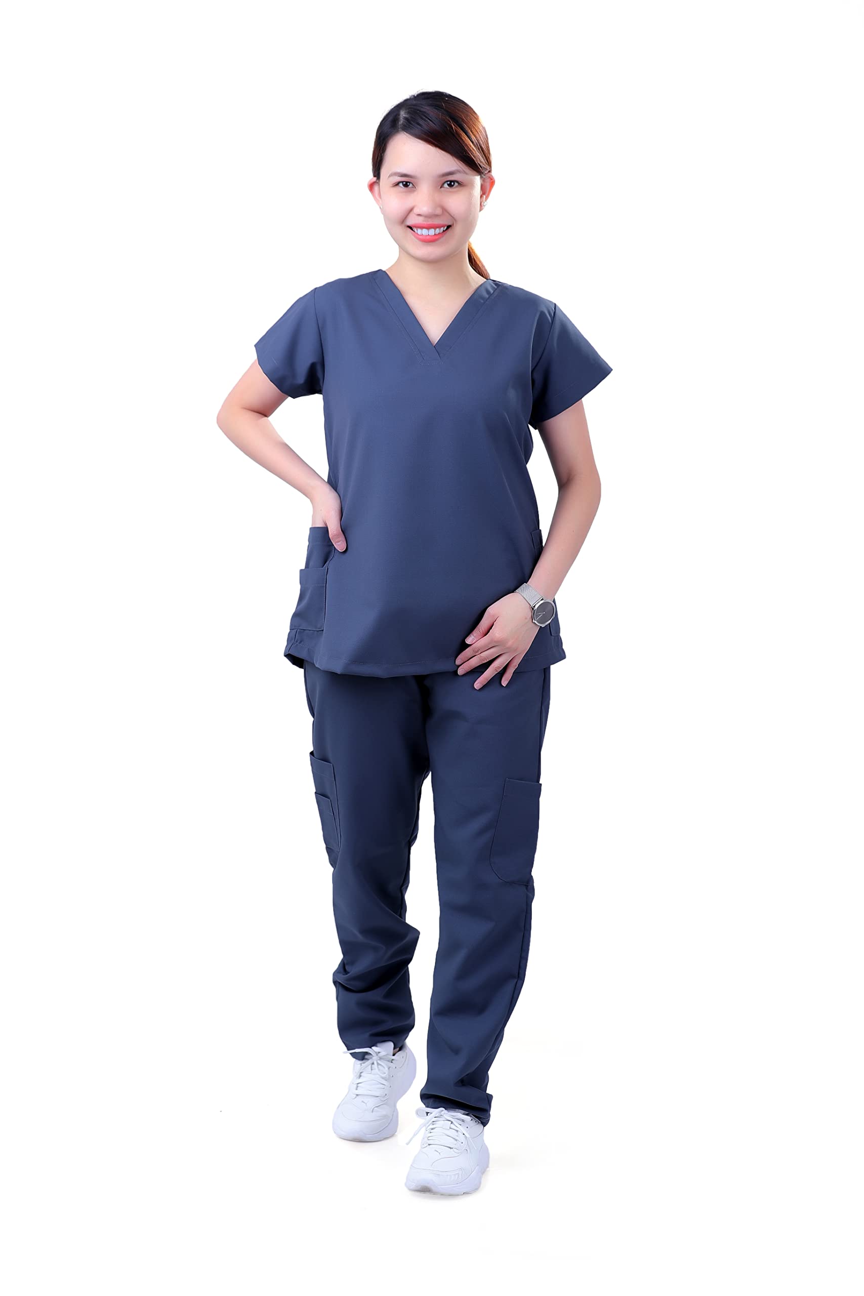 GenericVeronica Scrub Suit With Medical Uniform For Ladies Without Piping