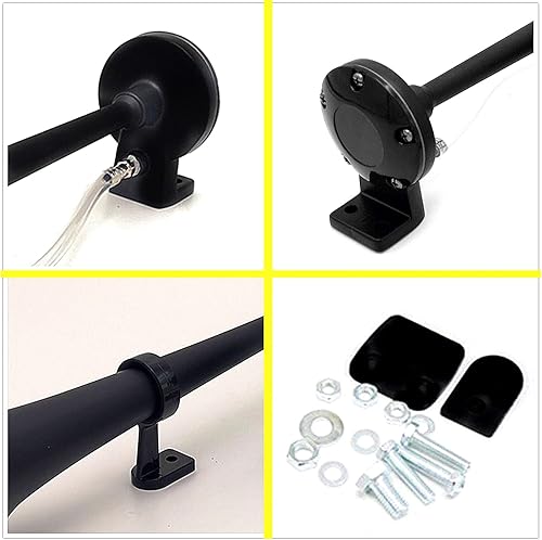 Miniatura 6 de Bocina de aire de 12 V 150 DB Bocina de coche 17.7 in Altavoz de coche Negro Cromo Zinc Trompeta simple Bocina súper fuerte con bomba de aire Bocina