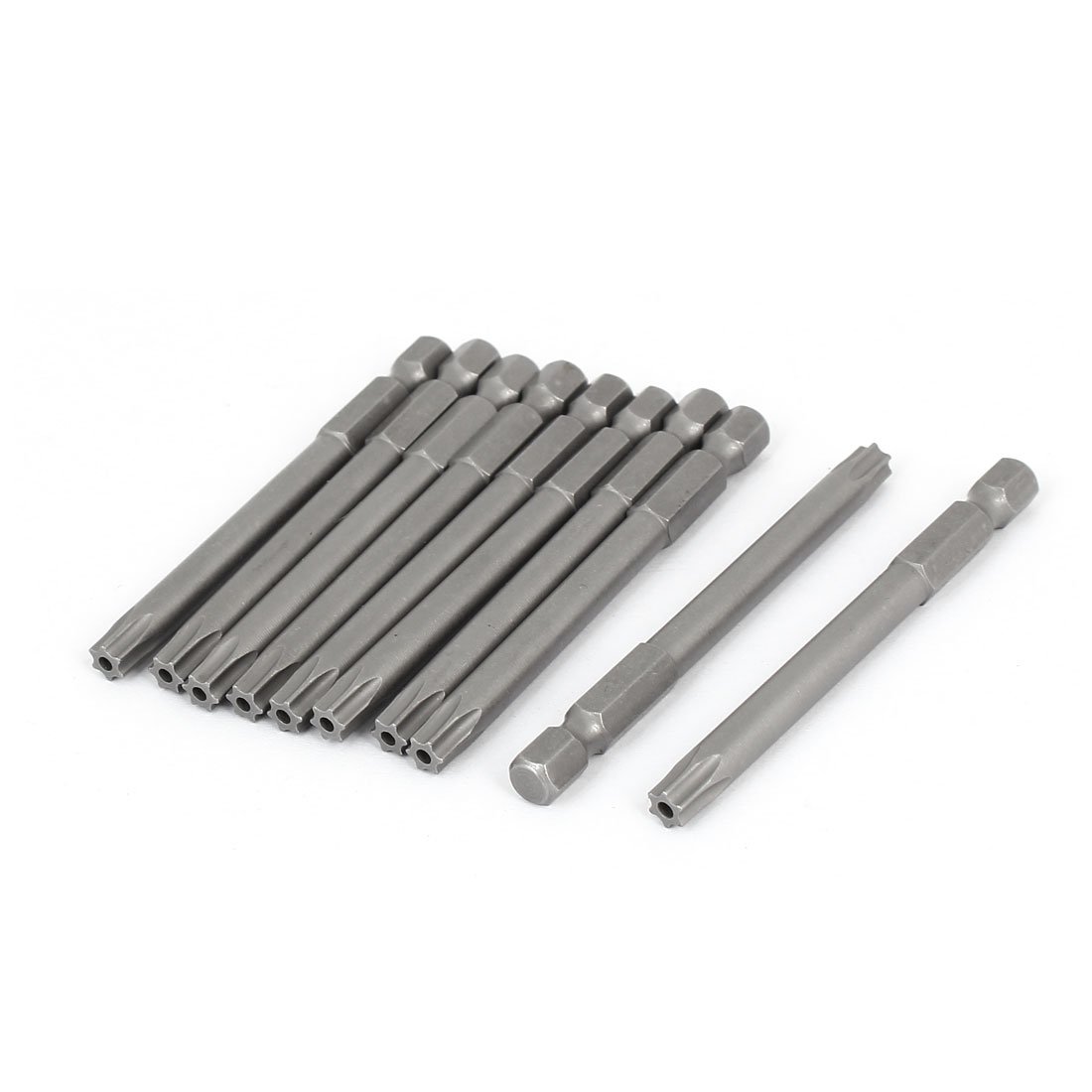 Sourcingmap T30 Type 1/4-inch Hex Shank 75mm Long Magnetic Torx Screwdriver Bit 10pcs, Variety pack