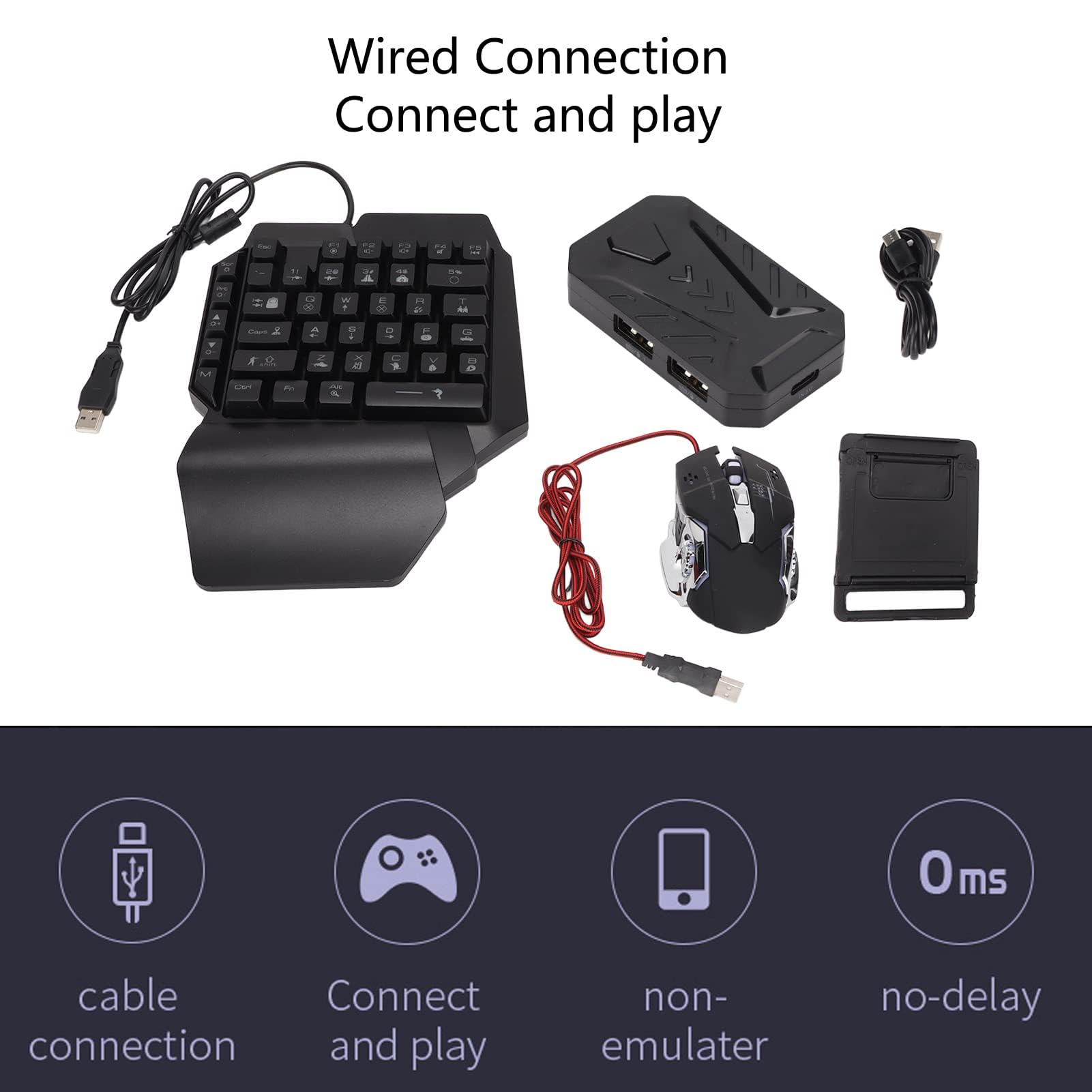 Dpofirs Combo Mouse e Tastiera da Gioco con Una Sola Mano, Convertitore di Tastiera e Mouse Adattatore Mouse per Tastiera da Gioco Mobile per Giocatore(Mescola Lite+F6+G2)