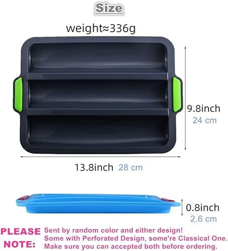 Miniatura 2 de Molde antiadherente de silicona para baguette, pan francés para hornear, 3 panes ondulados, cada pan, 11 x 2.3 pulgadas, molde para hornear,