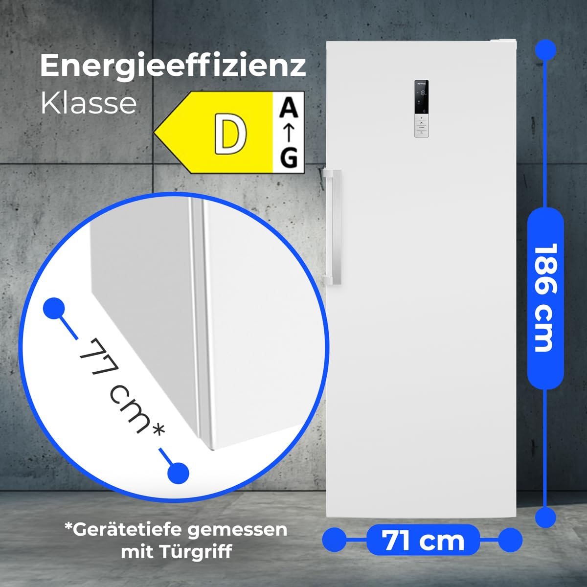 Congelador Bomann® NoFrost - 70 cm de ancho - 2 en 1 - convertible a refrigerador - 186 cm de alto - Clase energética D - Congelador - 5 cajones y 2 compartimentos - - Capacidad de 380 L - GSVS 7365