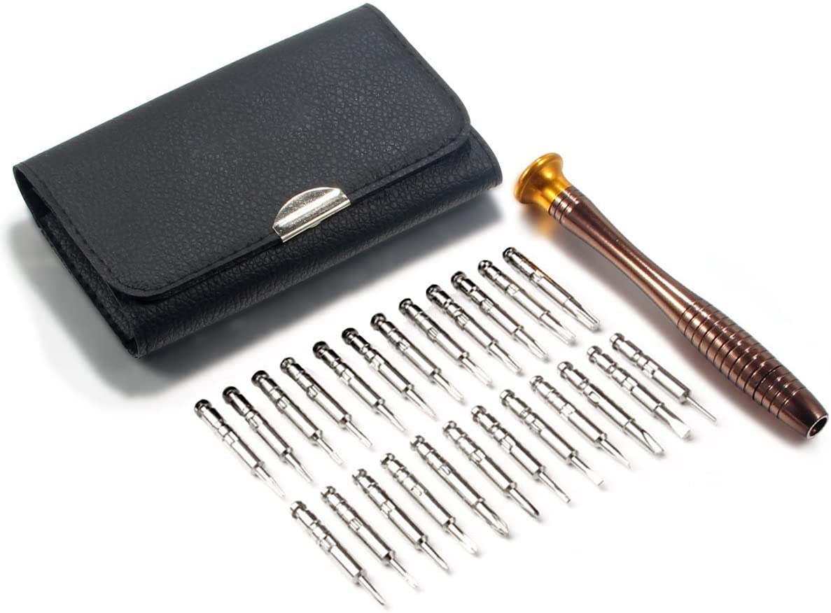 Zukhruf Silver Precision Screwdriver Set 25 In 1, Mini Screwdriver Glasses Repair Set Kit, With Leather Case For Mobile Phone, Pc Laptop, Watch, Computers, Electronic Workshops