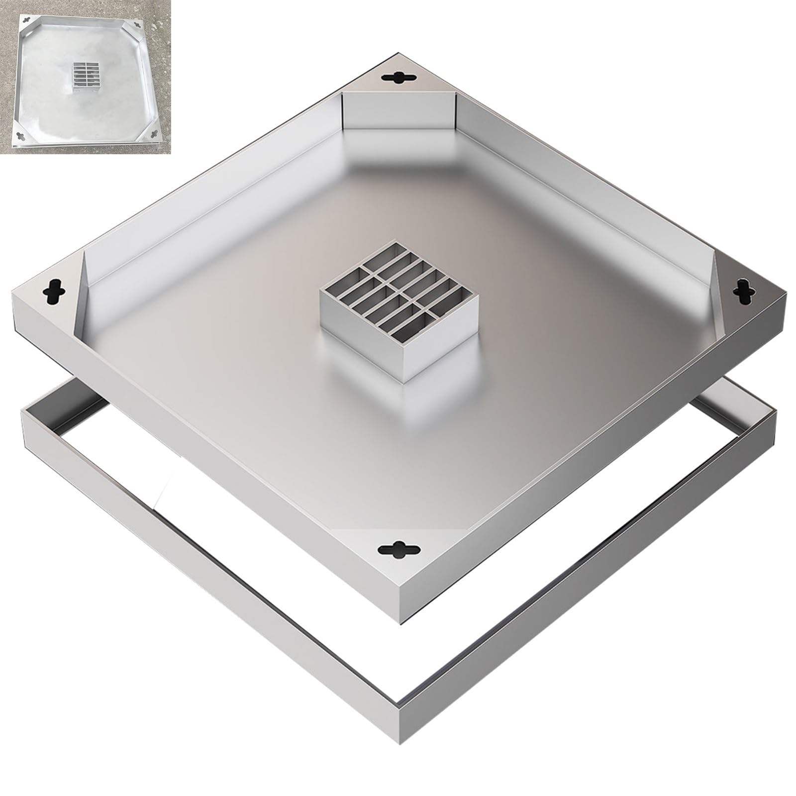 Grille d'égout en acier inoxydable drain central anti-blocage couvercle à trou de traction