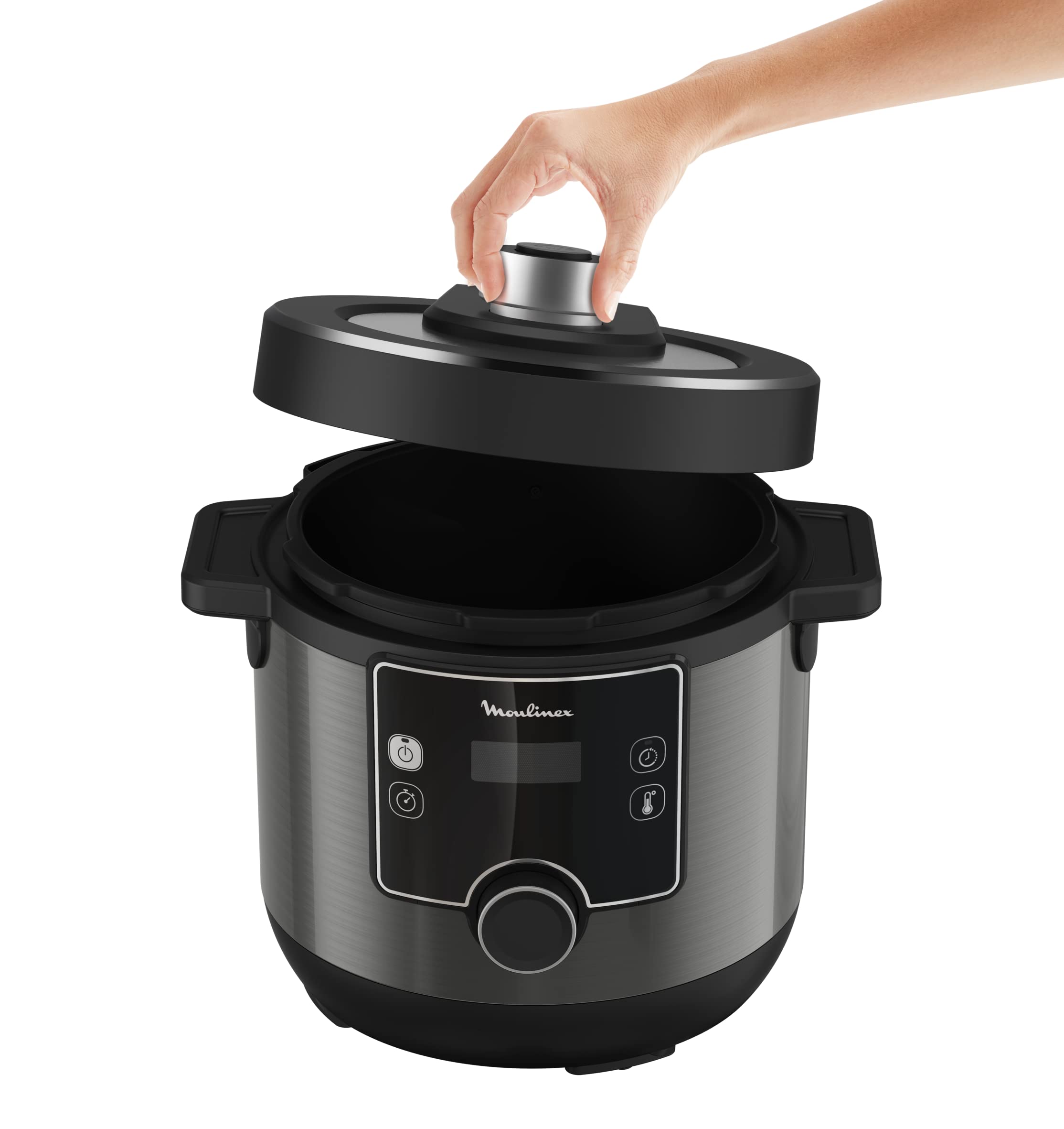 Moulinex CE7788 Turbo Kitchen and Fry Multicooker, Multi-function Turbo- Crisp lid, 15 automatic programs, Pressure Cooker, Application, Ladle included, Black