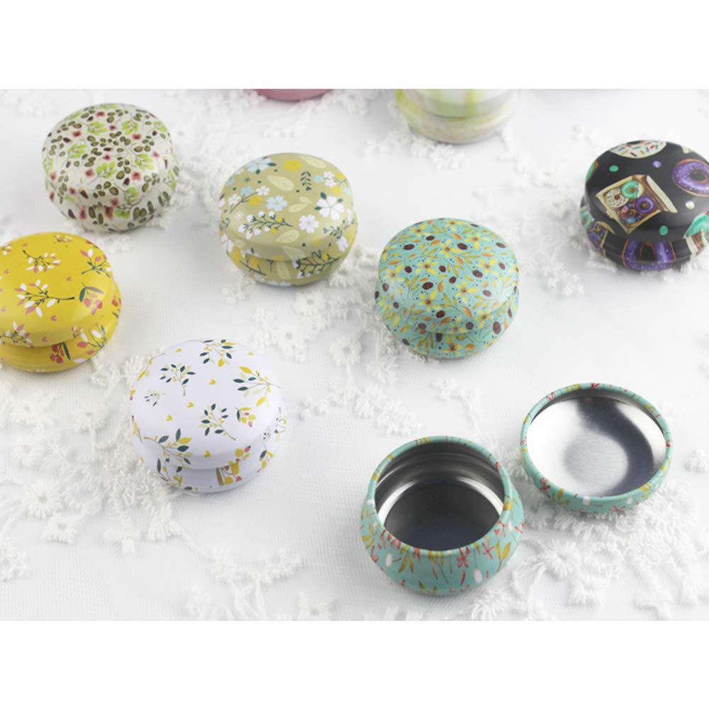 Mini-Kerzendosen aus Weißblech mit Deckel, leere wiederverwendbare runde Reisedosen, nachfüllbare Behälter für Kerzenherstellung, Lippenbalsam, Salbe, Lidschatten, Puder (romantische Gartenblumen), 12
