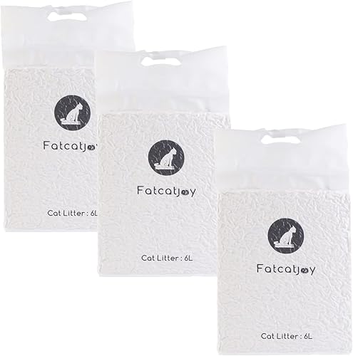 Fatcatjoy Arena para gatos de tofu para gatos, arena ligera, calidad de fábrica, aglutinación rápida, desechable, sin perfume (paquete de 3)