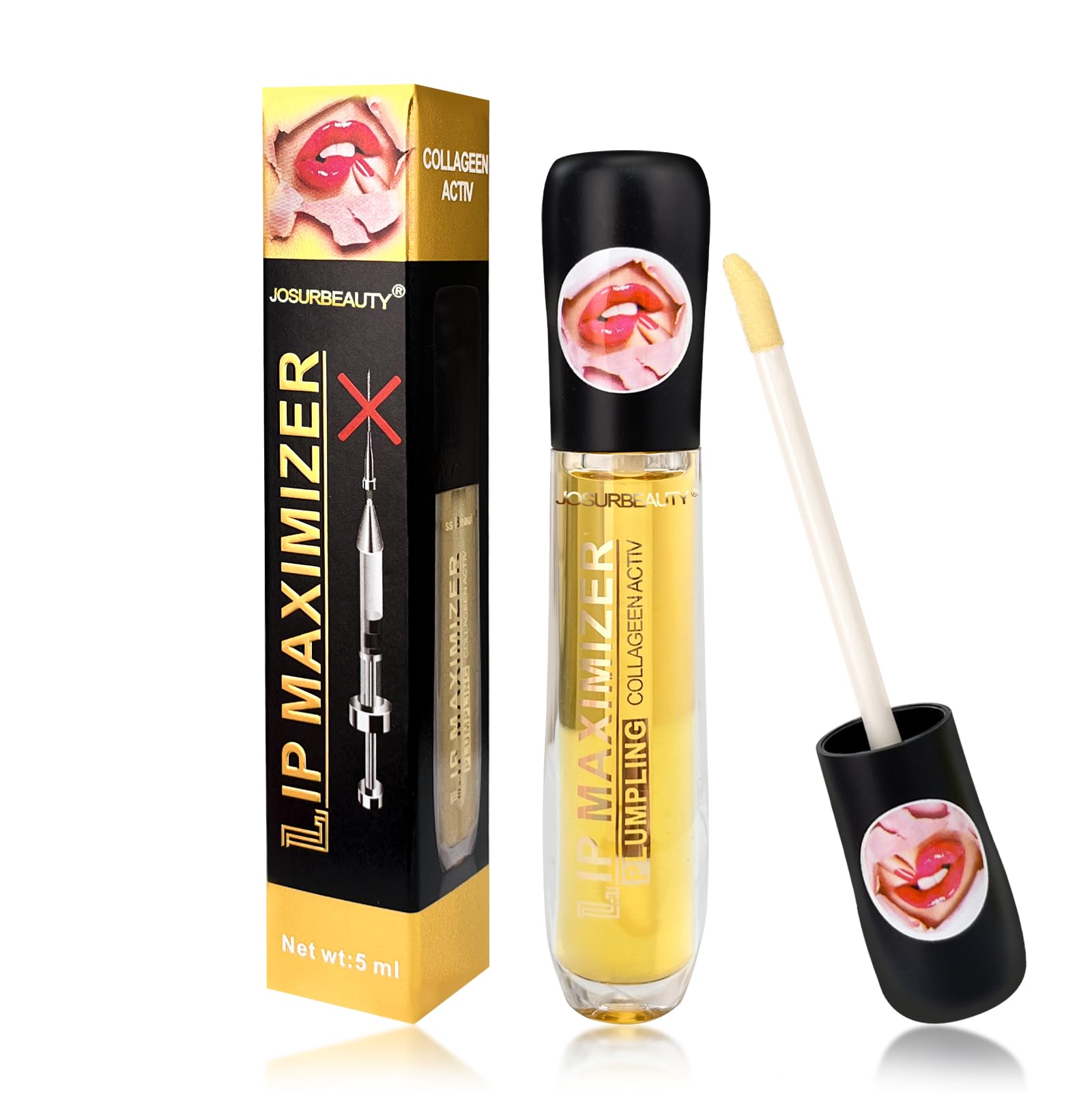 two faced lip injection extreme lip plumper gloss - hydrating lip oil & lip mask for plump, smooth lips, Hydrating & Reduce Fine Lines 5ML honey peach