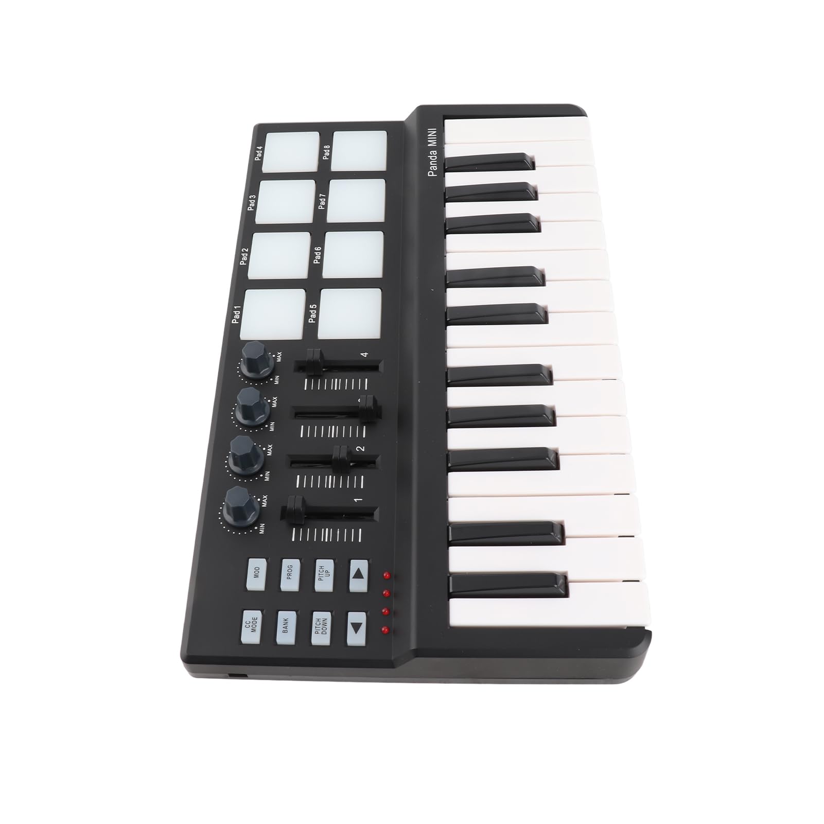 25-Tasten-USB-MIDI-Keyboard-Controller, 8 Hintergrundbeleuchtete Trigger-Pads, 4 Steuerknöpfe und 4 Schieberegler mit Anschlagdynamischen Tasten, Ideal für OS X und CAKEWALK-Musiksoftware