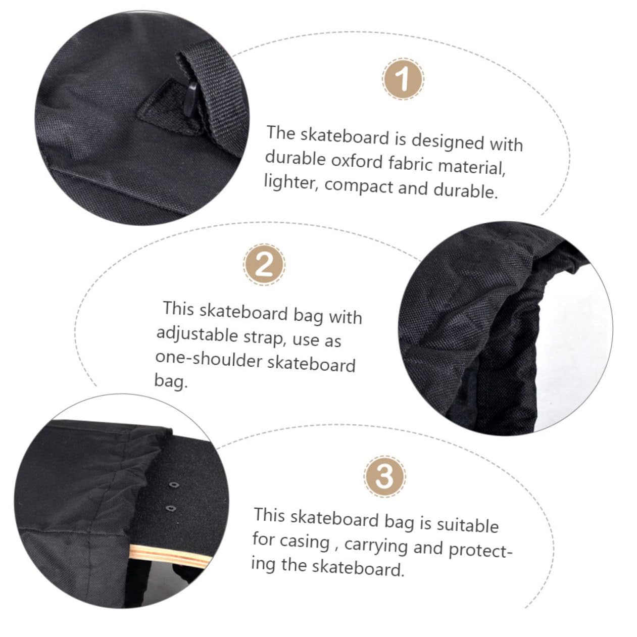 TOPBATHY Étui de Transport pour Skateboard en Tissu Oxford Noir, Bandoulière Réglable et Design Compact, pour Protéger et Porter Votre Planche de Drift