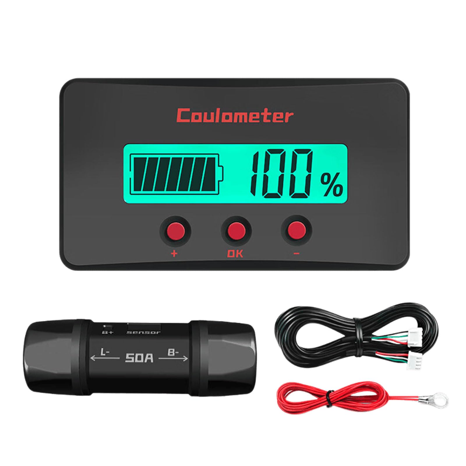 Accuracy Bidirectional Coulomb Meter Current Measurement Tool for 8V to 120V Battery with LCD Display Wide Potential Circuit Counter