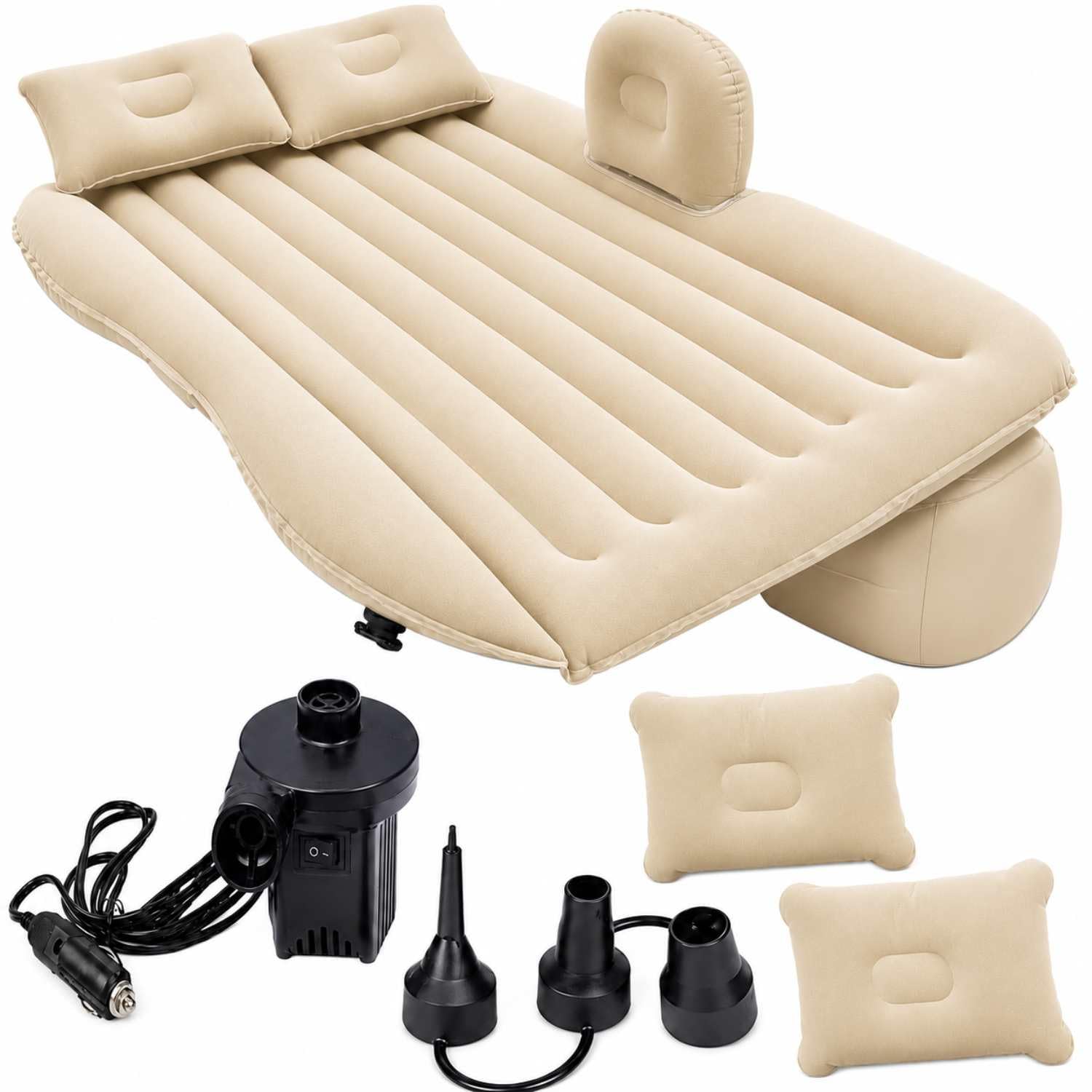 Car Inflatable Bed Mattress Beige Back Seat Air Bed Portable Travel for Verna 2010-image-19