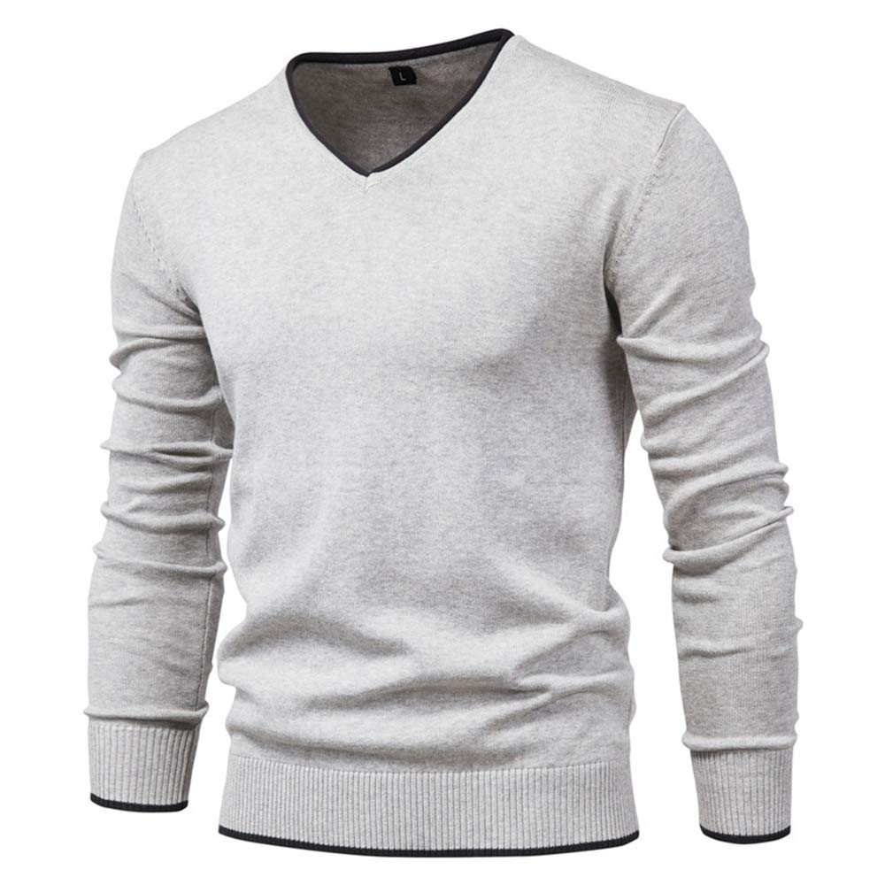 Feziakuk Strickpullover Herren V-Ausschnitt Pullover Herbst Winter Langarm Sweater Basic Winterpullover Warm Arbeitspullove Tops