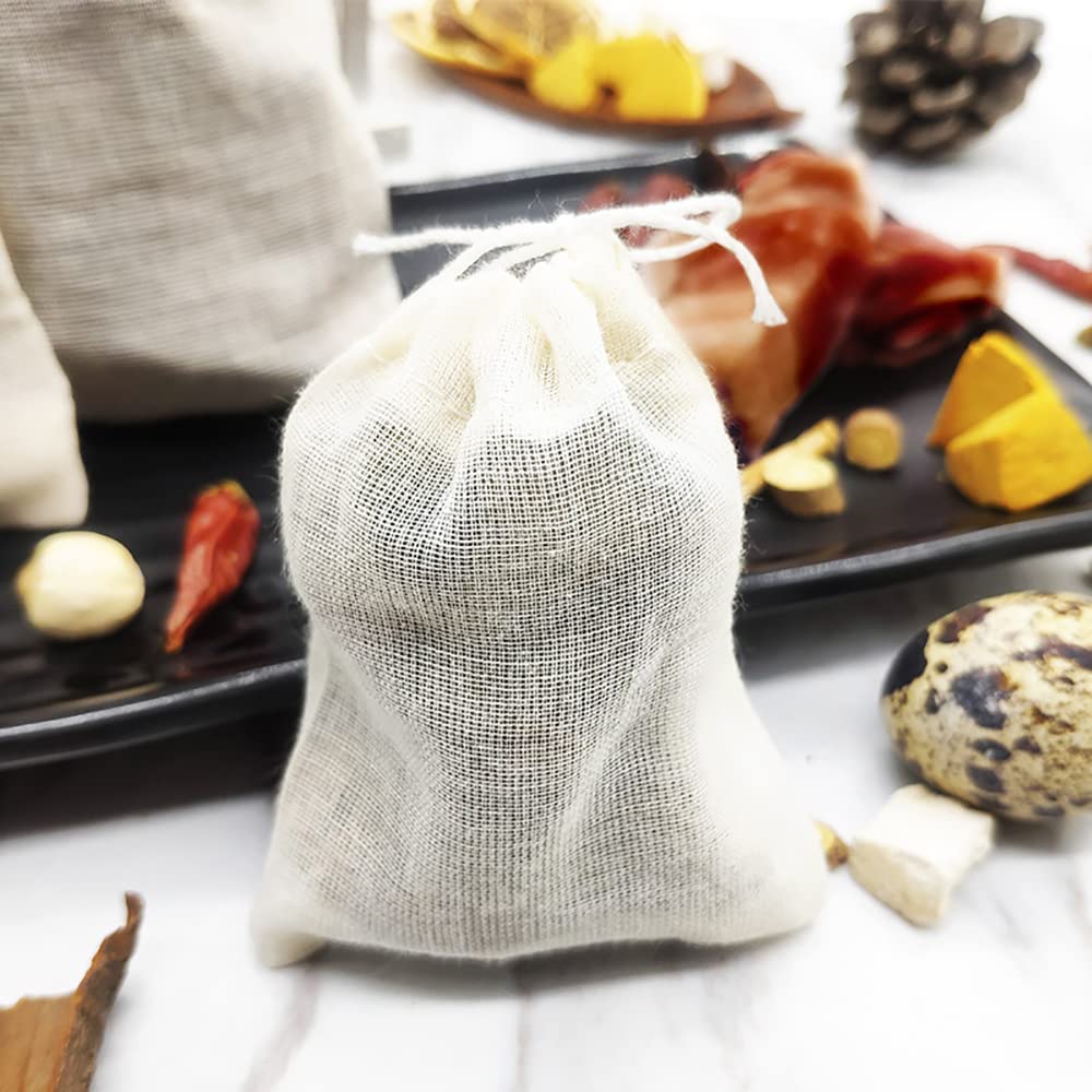 Sacchetto per spezie in puro cotone da 3 x 4, borsa con coulisse in mussola di qualità premium biodegradabile e riutilizzabile - Italia