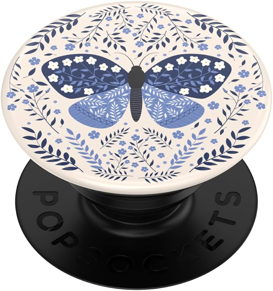 PopSockets PopGrip Boho Butterfly – Support & Grip Téléphone Interchangeable – Compatible Charge Sans Fil – Design Papillon Bohème Élégant